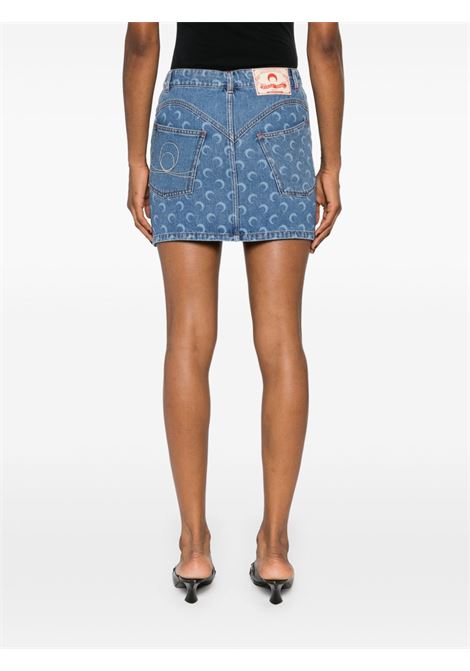 gonna mini moon laser denim donna blu MARINE SERRE | WSK057A CDEN0002BL05